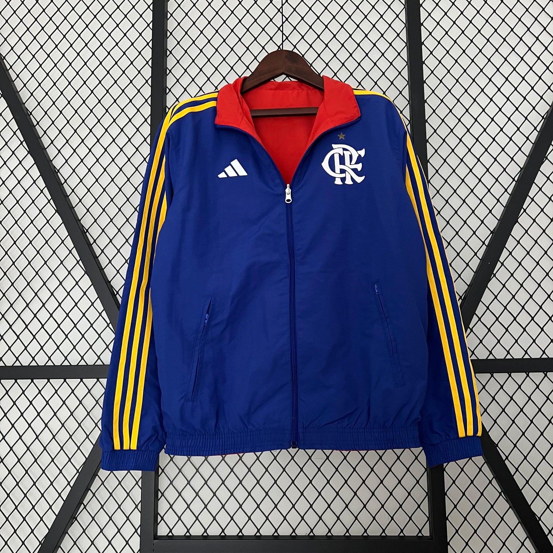 Jaqueta Corta Vento Flamengo Reversivel Vermelho e Azul